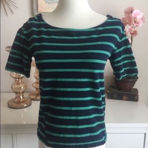Pilcro Anthropologie striped cotton shirt blue