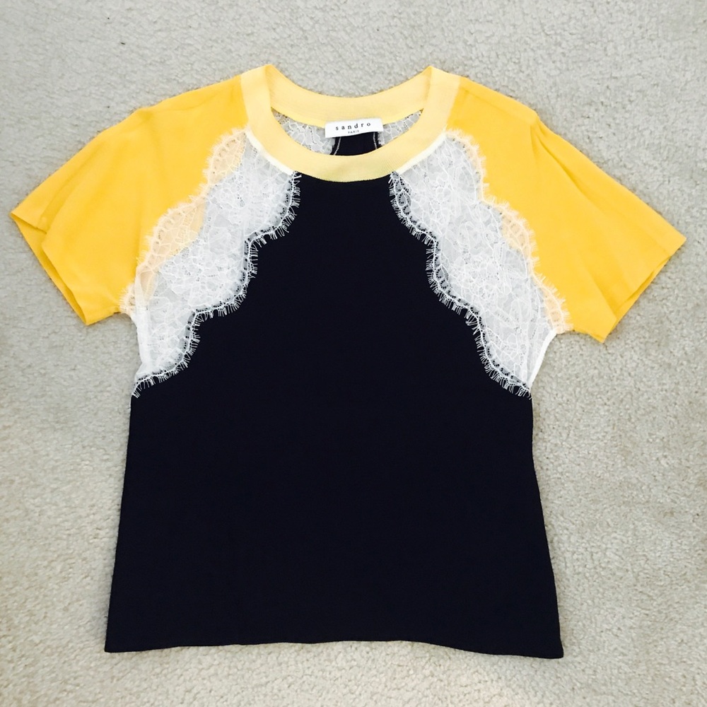 Sandro Lace Embroidered Top