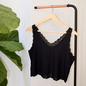 topshop black scalloped crop tank