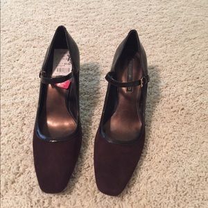 Chocolate brown swede heels