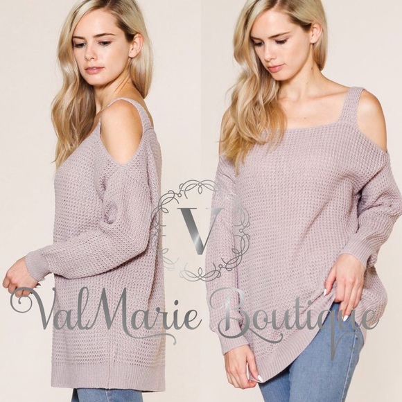 ValMarie Sweaters - Light Knit Cold Shoulder Sweater