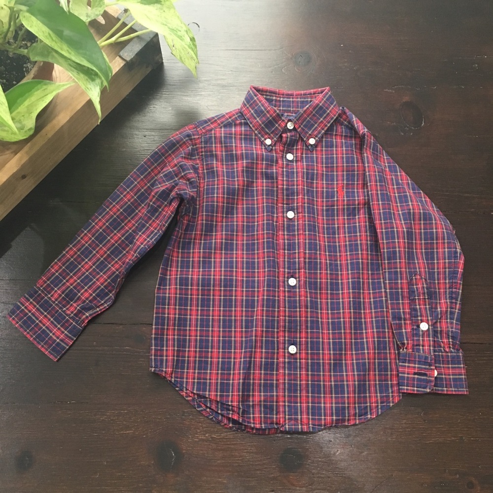 Ralph Lauren Blue/Red Plaid Button-Down 3T
