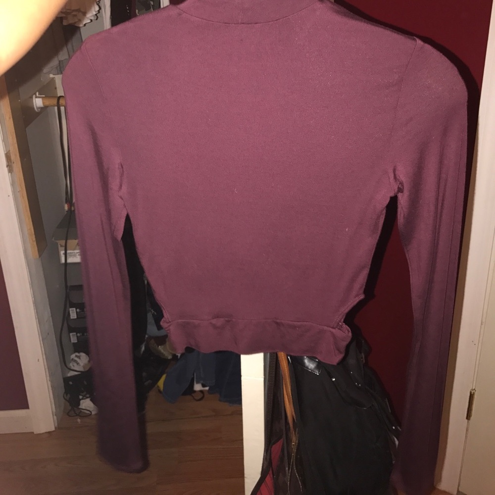 Purple turtle neck tight shirt