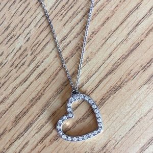 Lia Sophia crystal heart necklace; simple silver