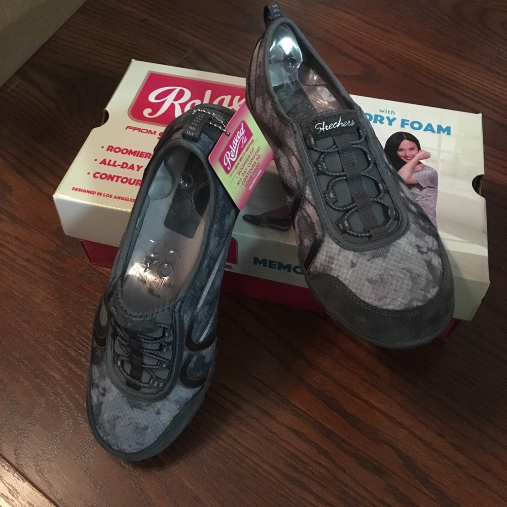 Skechers Gray Acid Wash Slip On Shoes