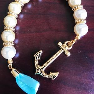 🆕 RARE Kiel James Patrick Pearl Anchor Bracelet