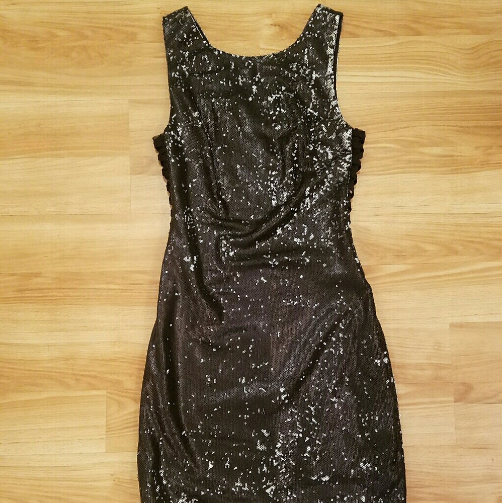 Gianni Bini Sequin Silver Black Mini Dress