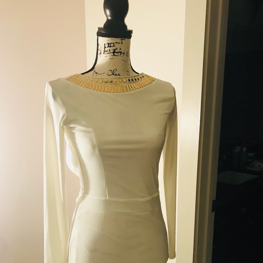 River Island Backless Dress Gold Neck  “Sold”