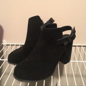 Torrid open back suede booties