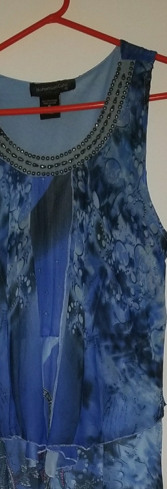 Blue bohemian cafe flowy dress