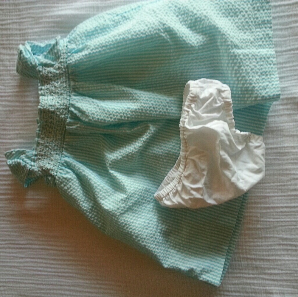 Chaps Smocked Seersucker Dress