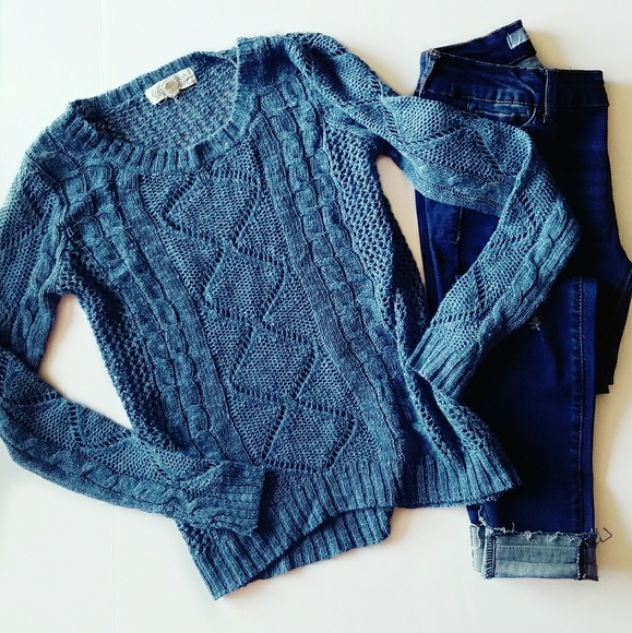 Pink Rose Sweaters - Steel Blue knitted sweater by Pink Rose