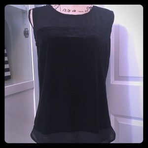 Black sleeveless velvet sheer Cute Top