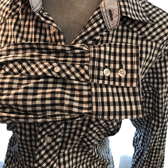 EIGHTY EIGHT SZ L L/S BLACK WHITE CHECKER GINGHAM - Picture 4 of 5