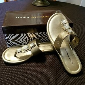 Dana Buchman Gold and Jeweled Sandal