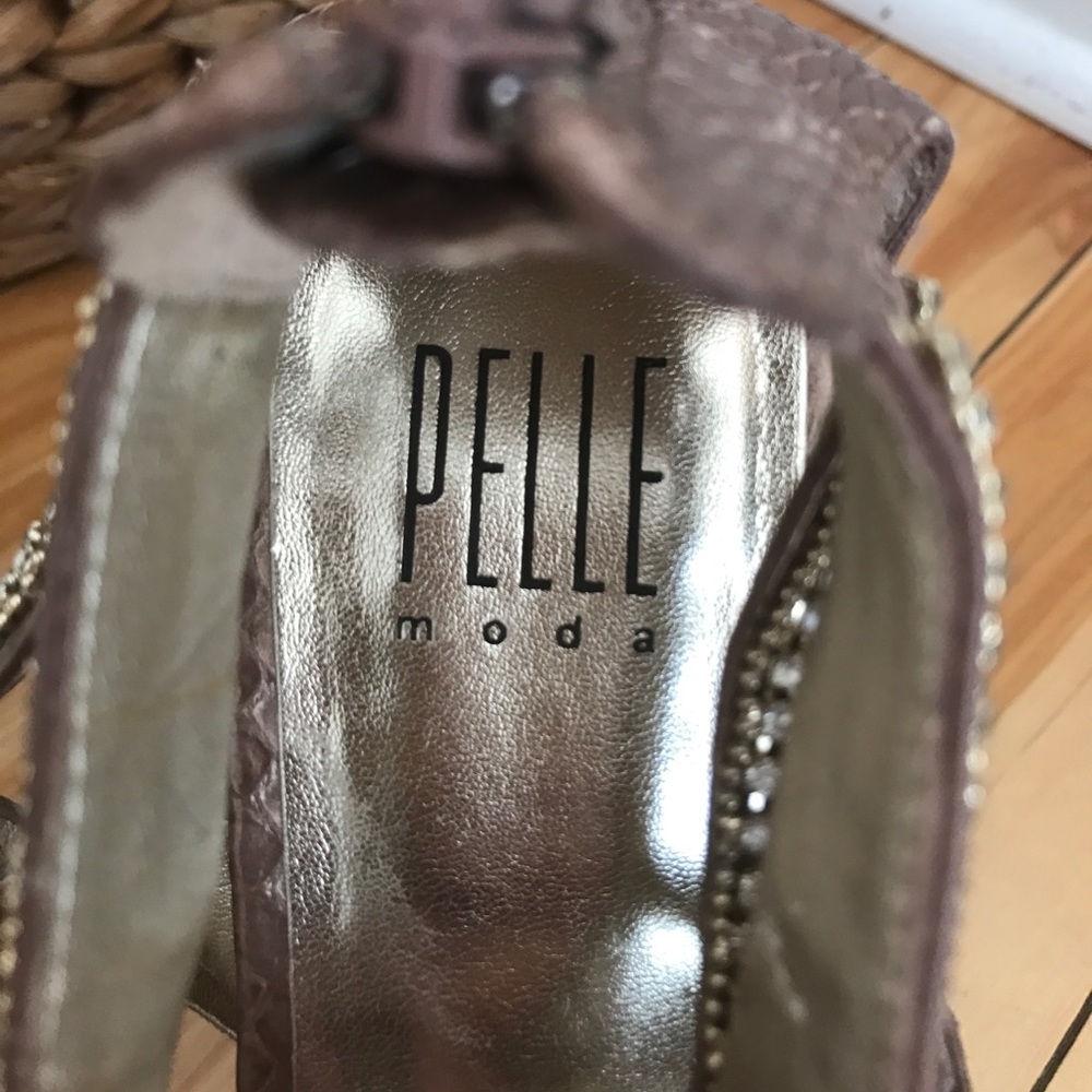 PELLE Moda Mauve Snake Skin Rhinestone Sandals - Picture 6 of 7