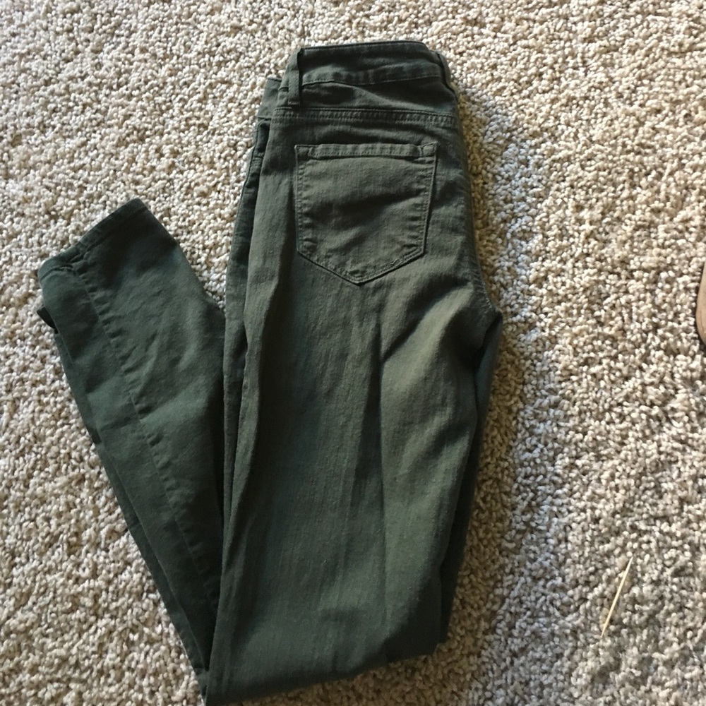 Army green skinny jeans