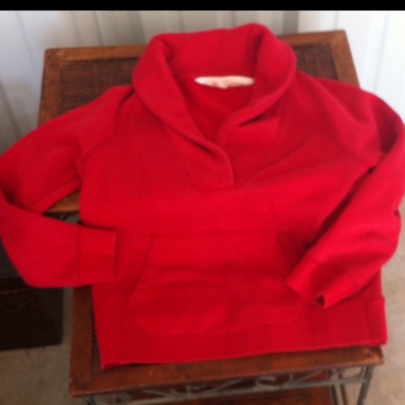 J. Crew Tops - J Crew shawl collar sweatshirt red size S.