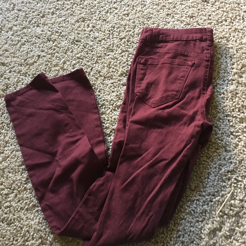 Maroon skinny jeans