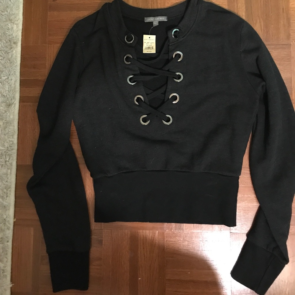 american eagle don't ask why lace up sweatshirt