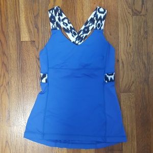 Lululemon athletica blue and white cross back tank