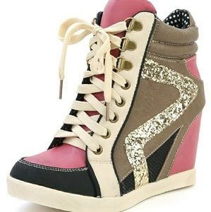 Glitter Wedge Sneaker