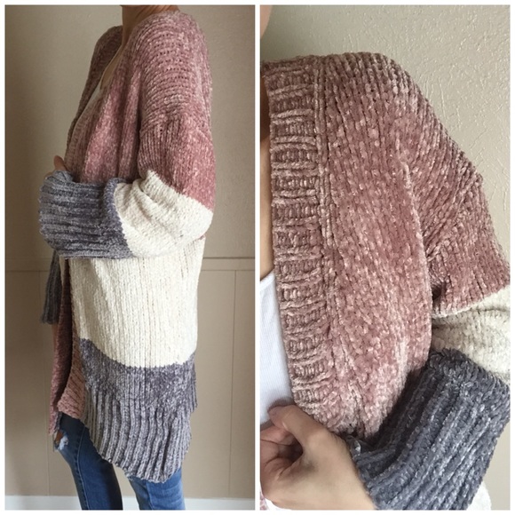 LAST ITEM▫️Softest Mauve Color Block  Cardigan - Picture 5 of 6