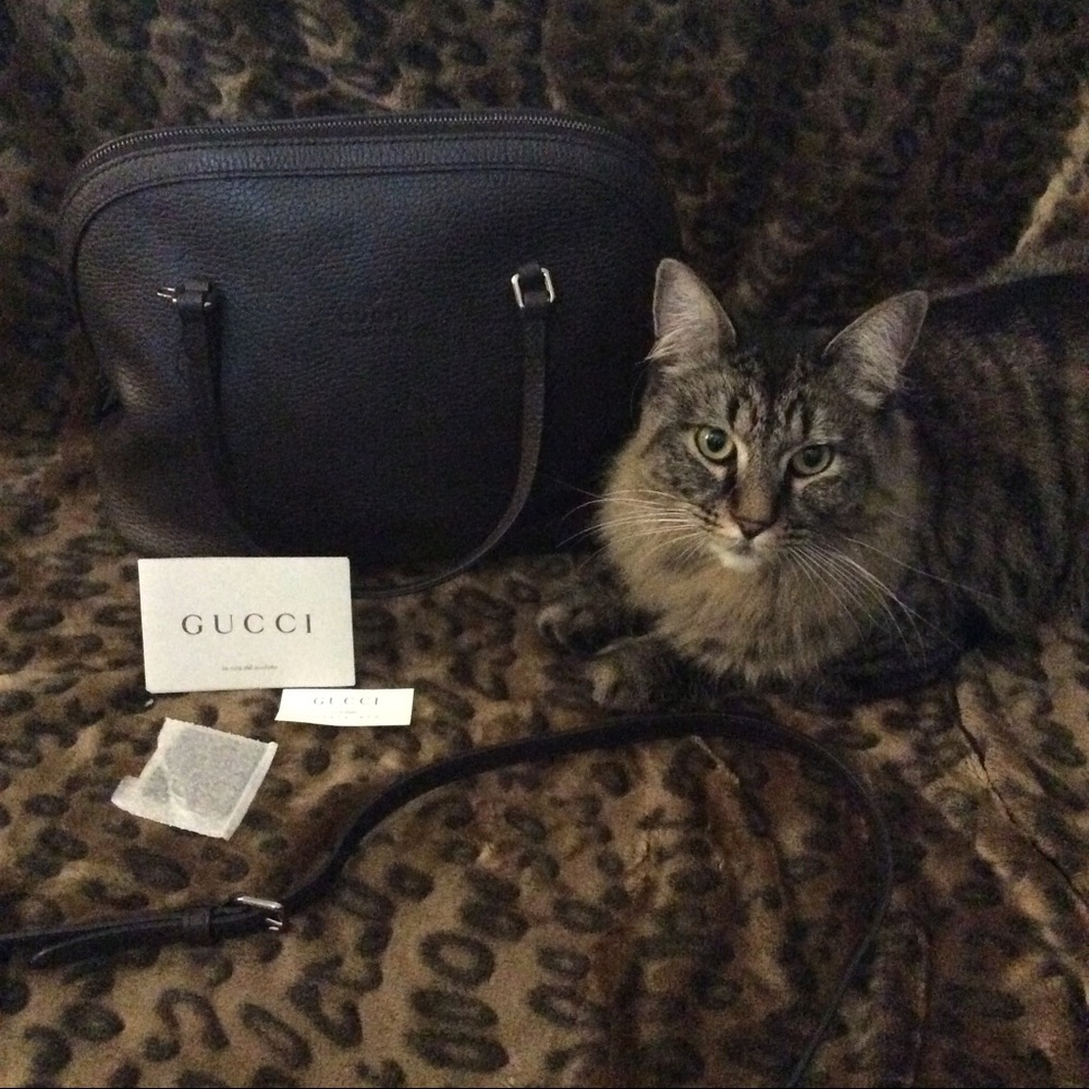 dark chocolate brown leather authentic Gucci bag