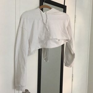 White Crop Hoodie