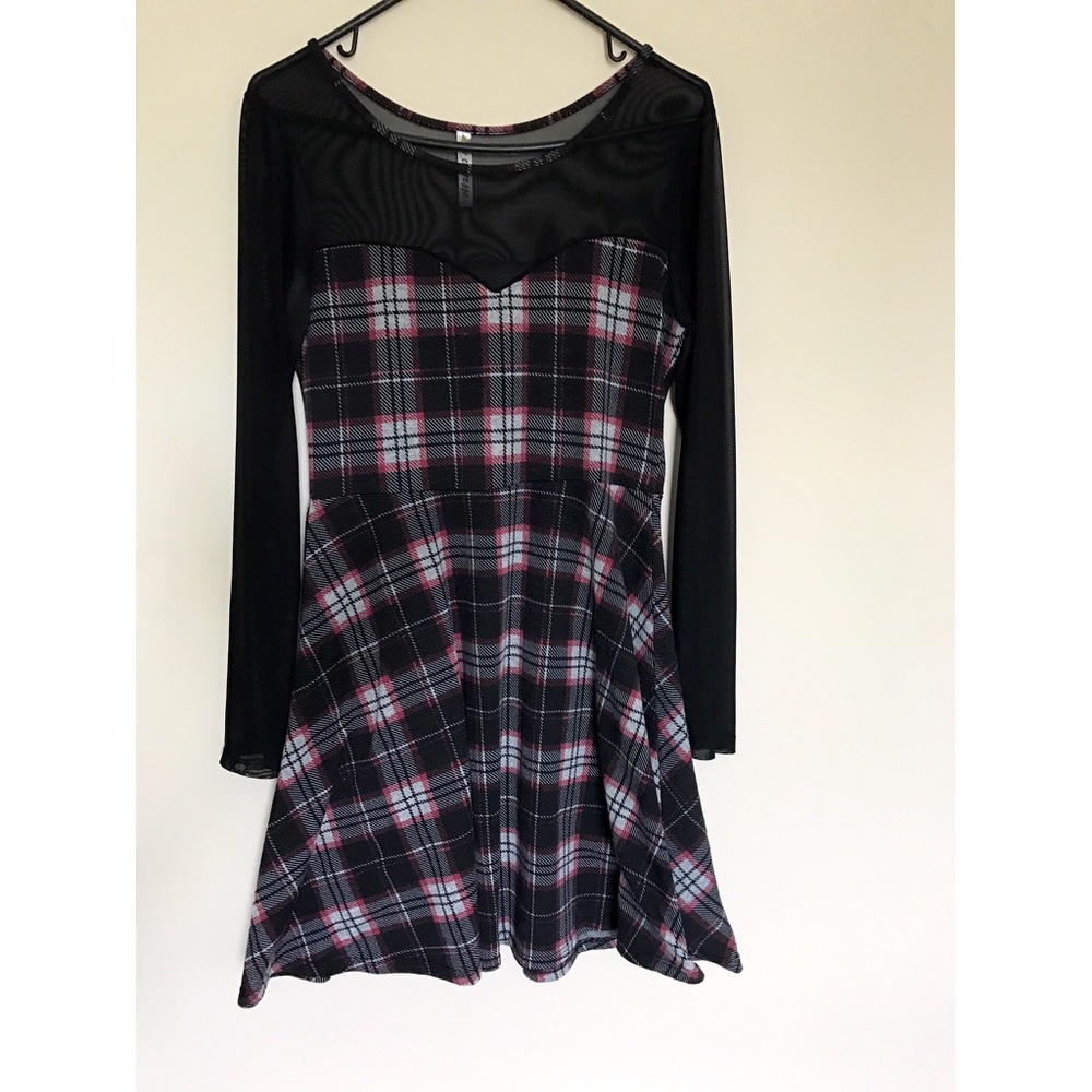 Mesh Plaid Dress