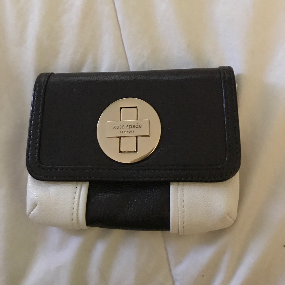 Black white and gold Kate spade wristlet