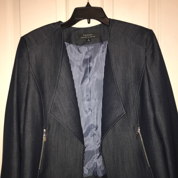 NWT TAHARI ARTHUR LEVINE Chambray Blue Jacket - Picture 2 of 6