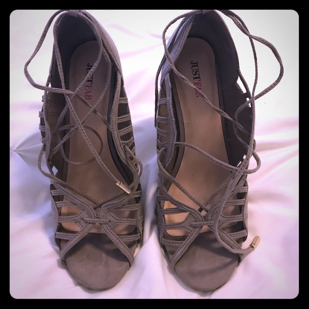 Just Fab lace up high heels