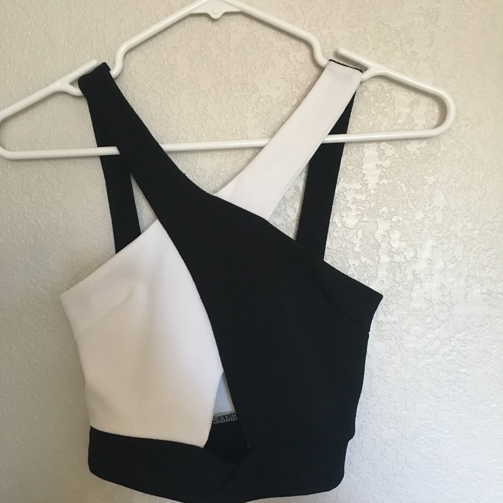 Black & White Criss-Cross Crop Top
