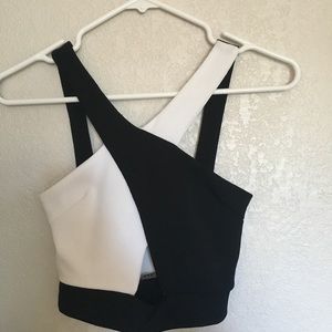 Black & White Criss-Cross Crop Top