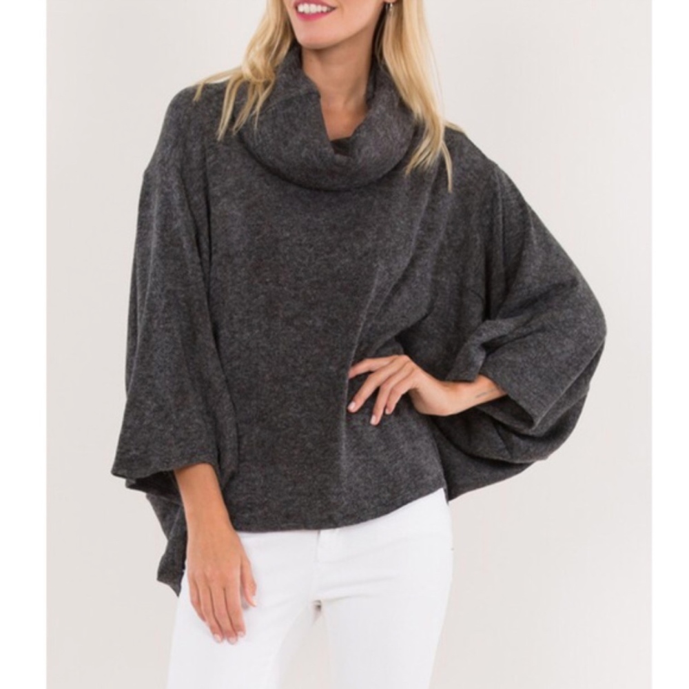 Charcoal Dolman Sleeve Cowl Neck Sweater sold - Picture 1 of 6