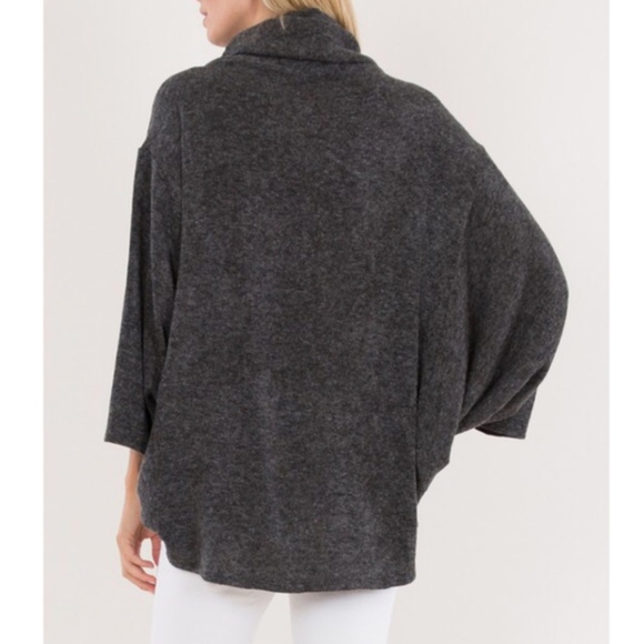 Charcoal Dolman Sleeve Cowl Neck Sweater sold - Picture 2 of 6