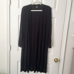 Long black duster cardigan sweater