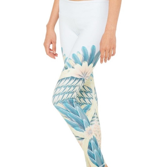 ALO Yoga Pants - ALO x Gypset Goddess Blue Topical Feathers Pants