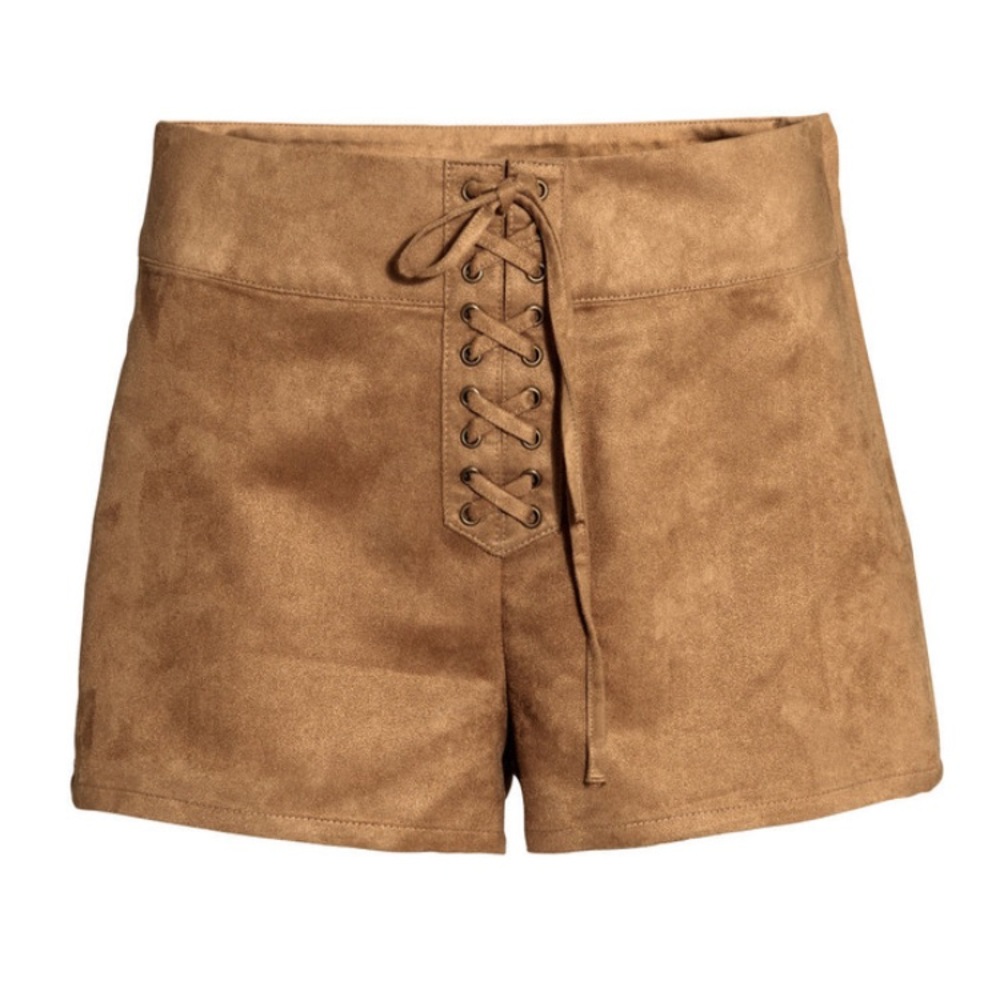 H&M Suede Lace-Up Shorts