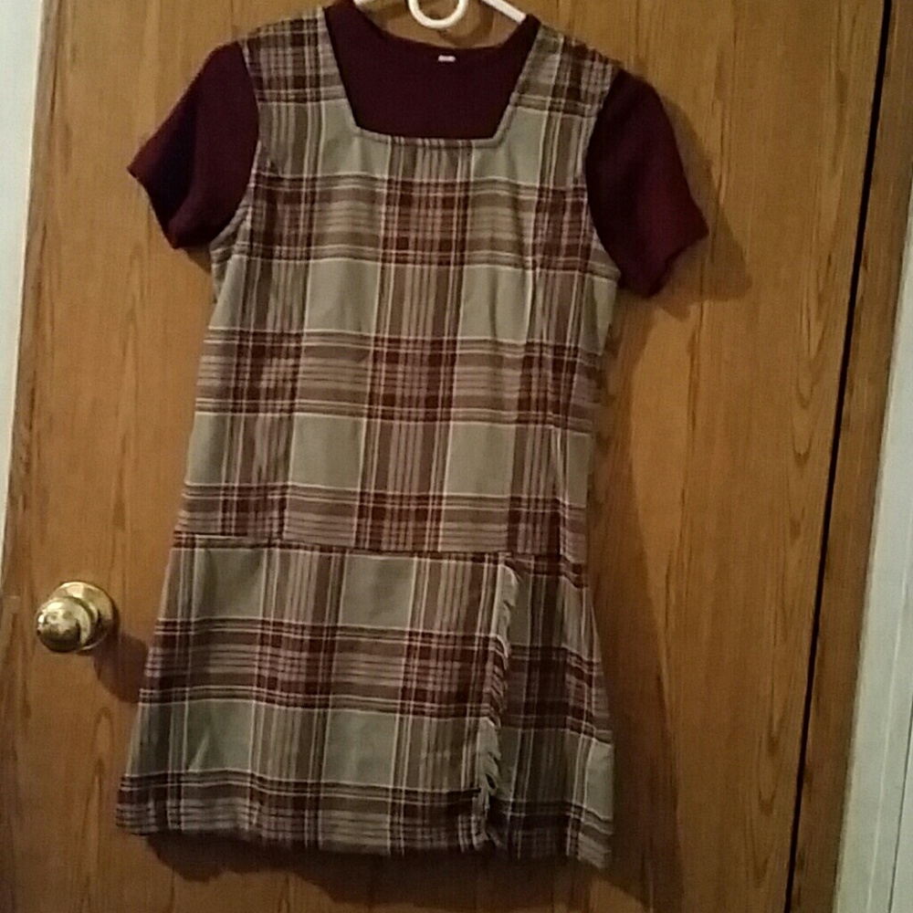 2 pc plaid jumper dress