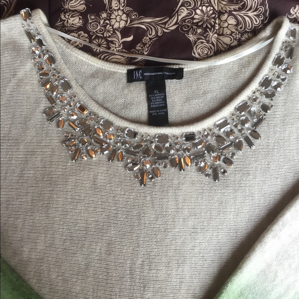 INC Jeweled Sweater Dip Dyed in XL