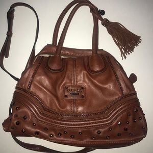 Brown faux leather GUESS bag