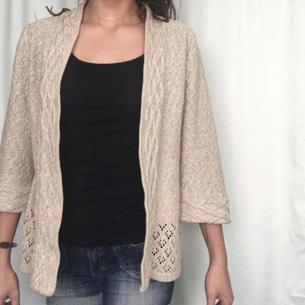 Christopher & Banks Beige Sweater Cardigan Size XL