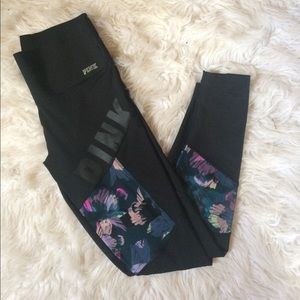 PINK floral high waisted leggings with pocket