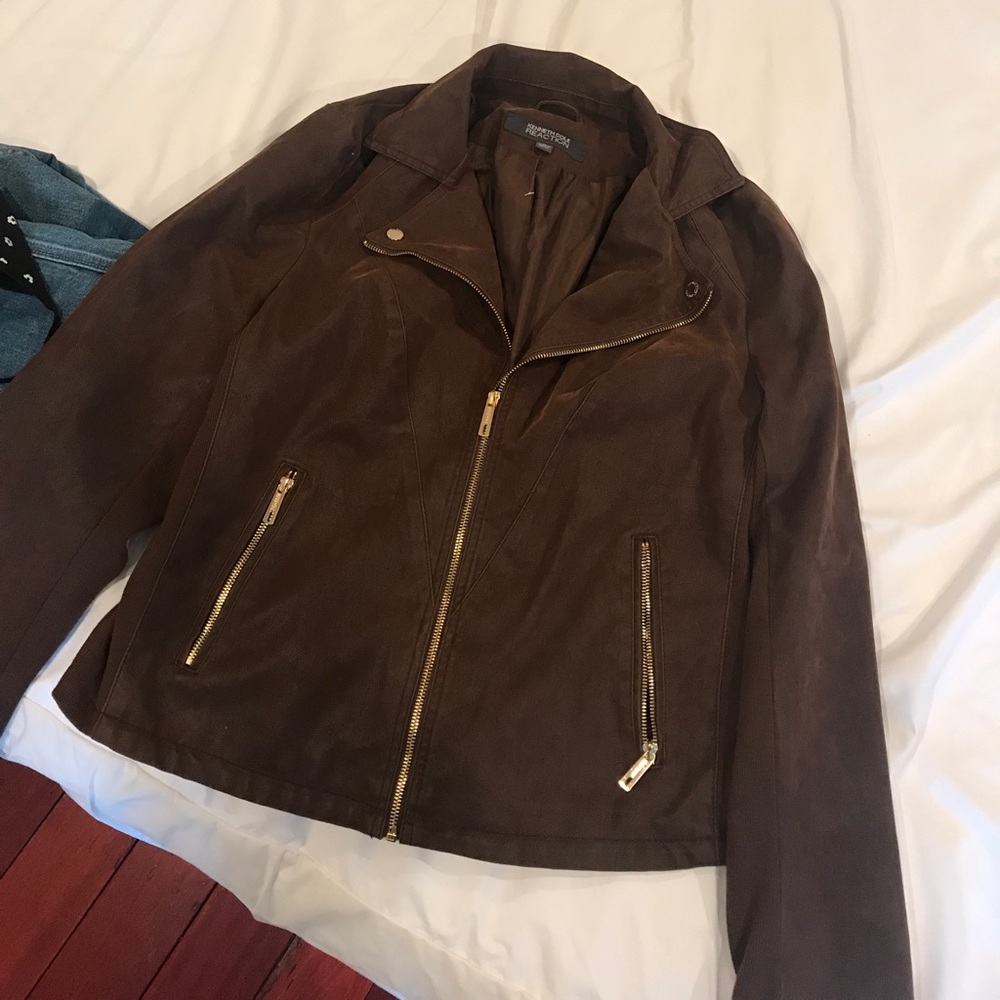 Chocolate Brown Faux Leather Jacket