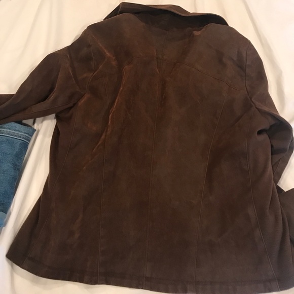 Chocolate Brown Faux Leather Jacket - Picture 4 of 4