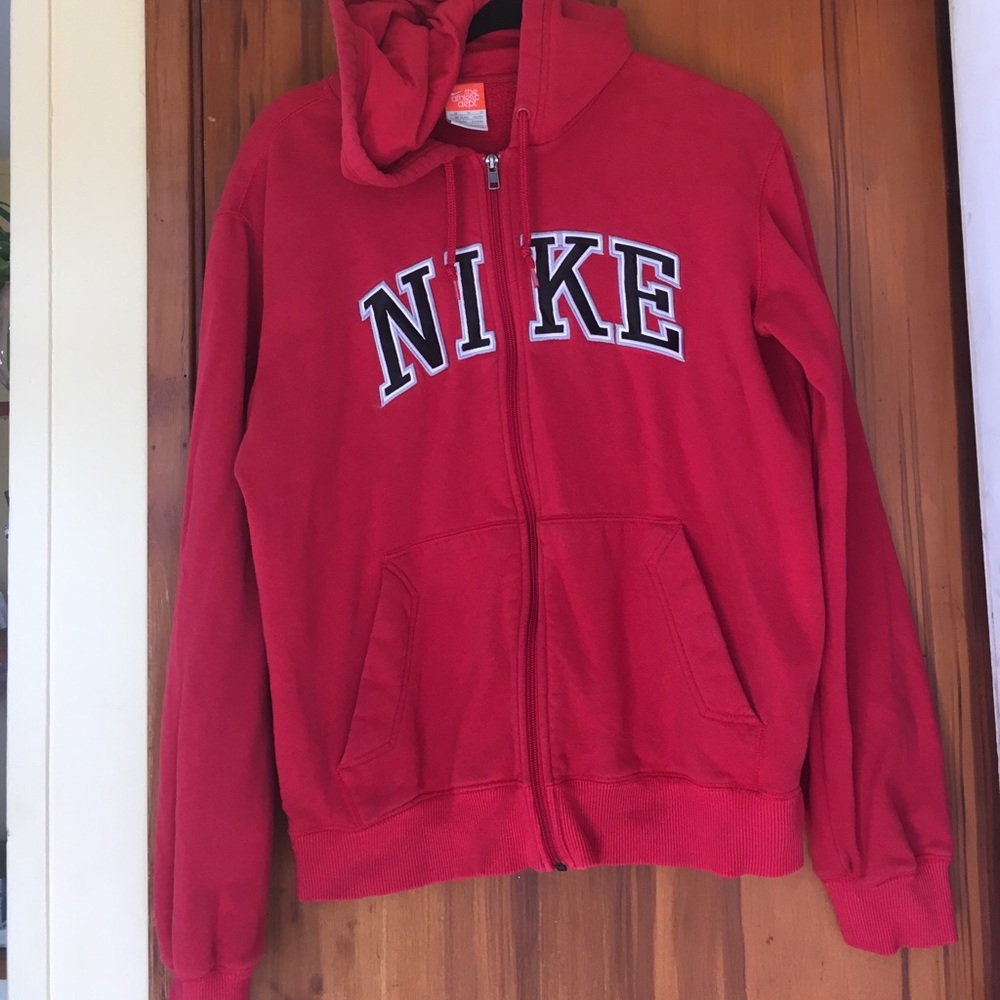 Men's Nike zip up hoodie RED hooded sweatshirt