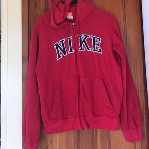 Men's Nike zip up hoodie RED hooded sweatshirt
