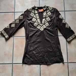 Tory Burch Chocolate embroidered tunic sz. 6